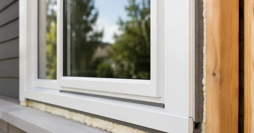 technician installing fiberglass window frame in Angus home