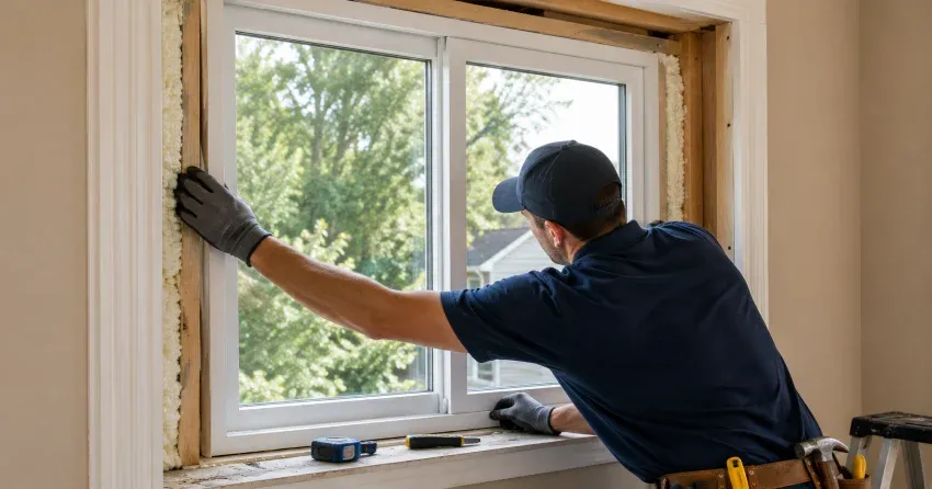 close-up of Low-E glass coating on an insulated window Angus