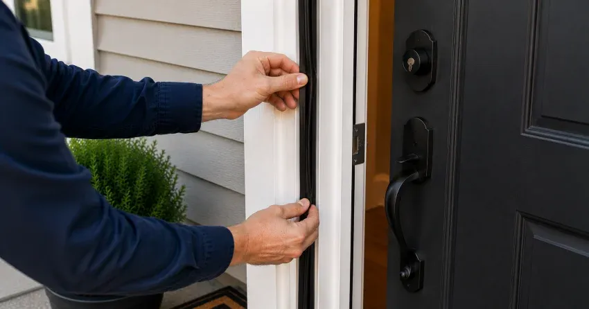 technician performing light test on door seal in Pine River South, Angus