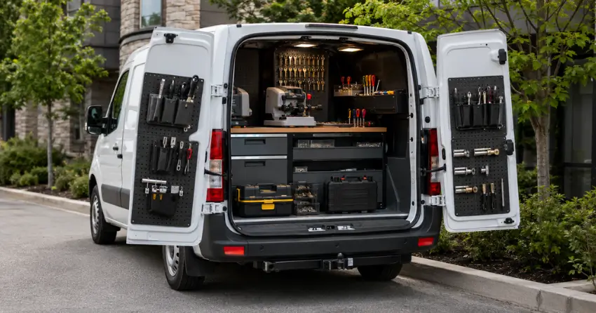 mobile locksmith service vehicle equipped with tools in Angus