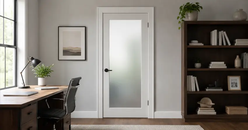 frosted interior door installed in home office in Angus