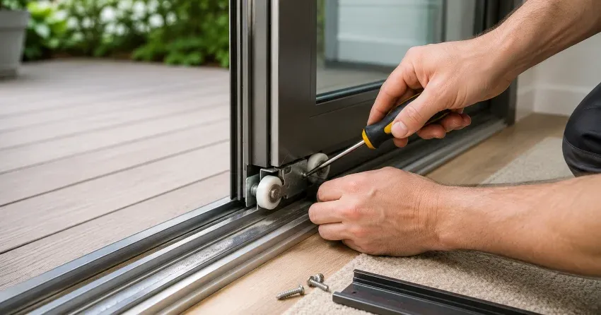 sliding door fix Riverlea, Angus technician diagnosing track issue