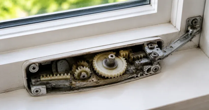 technician replacing casement window crank operator in Riverlea, Angus home