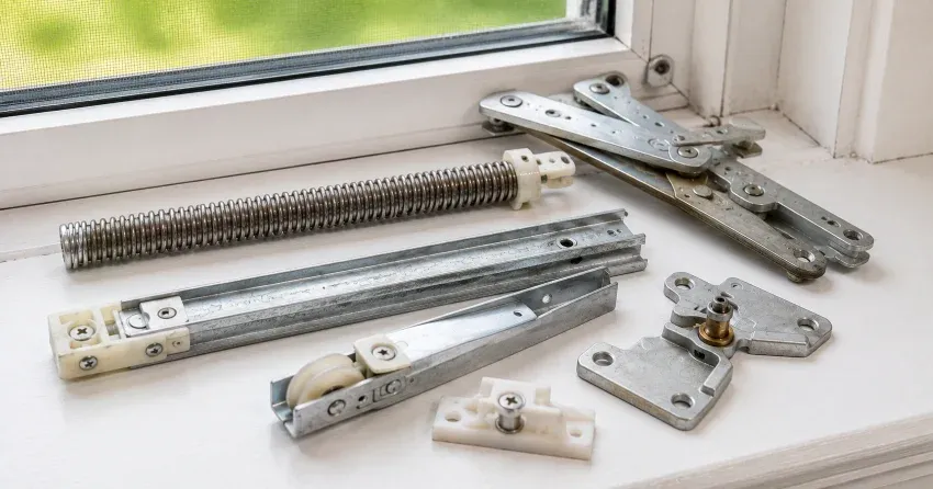 technician adjusting window sash alignment in Angus home