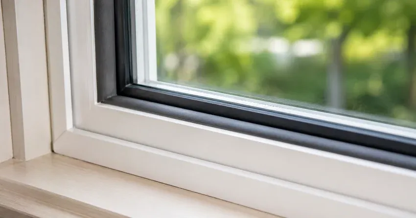 technician inspecting window weatherstripping for drafty window repair Pine River, Angus